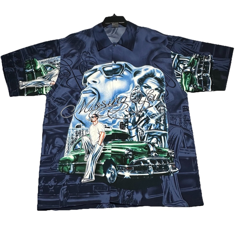 Vintage Winners Lowrider Chicano Button‎ Up Shirt "Missing you" Size Men's XL